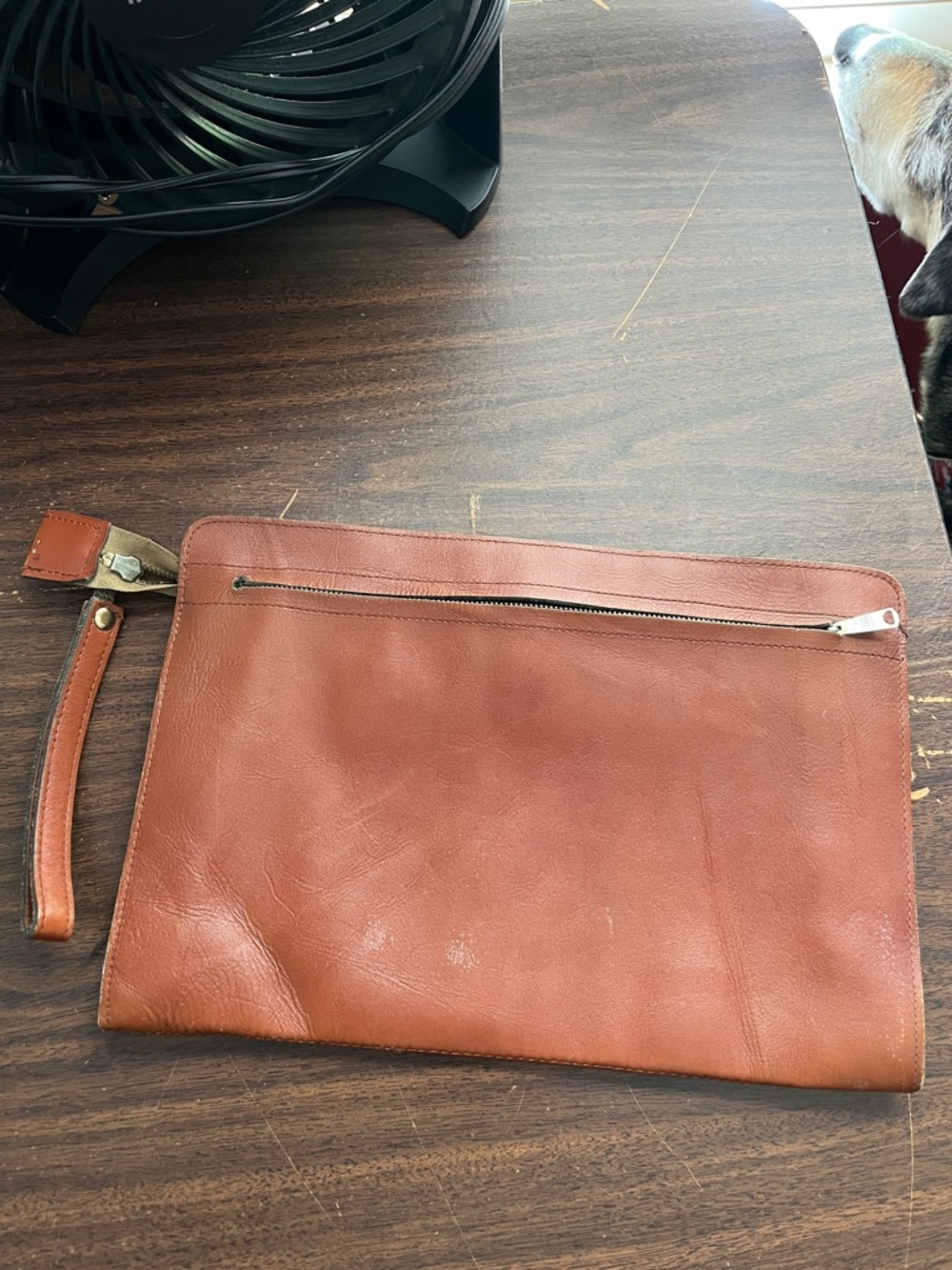 Vintage Brown Leather Wristlet Pouch